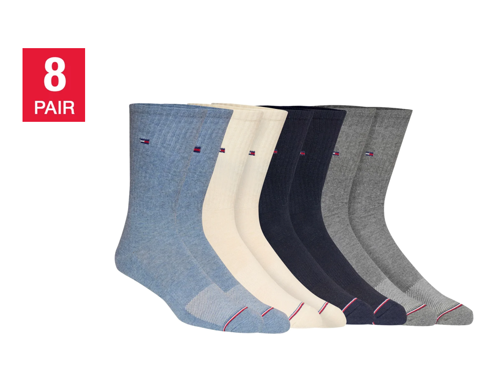 Tommy Hilfiger Men's Casual Crew Sock, Multi Color (8-Pair)
